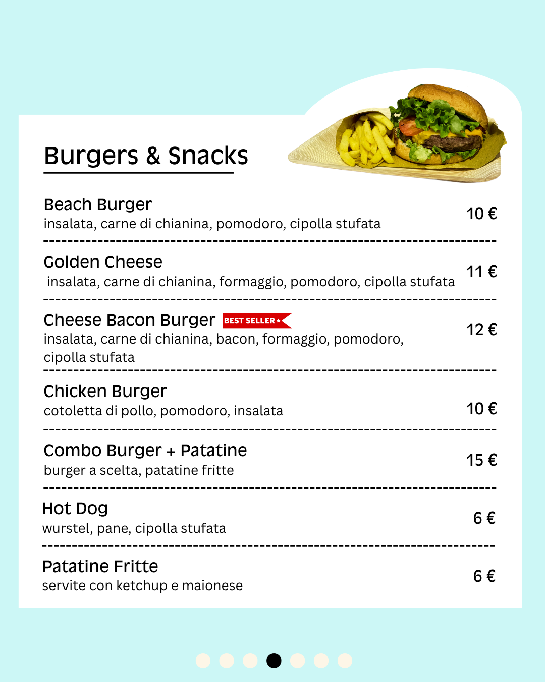 Menu 2026 sito Burgers & Snacks