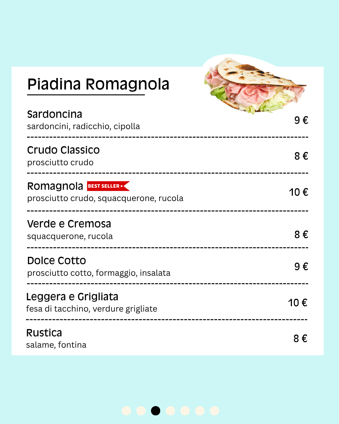 Menu 2026 sito Piadina Romagnola
