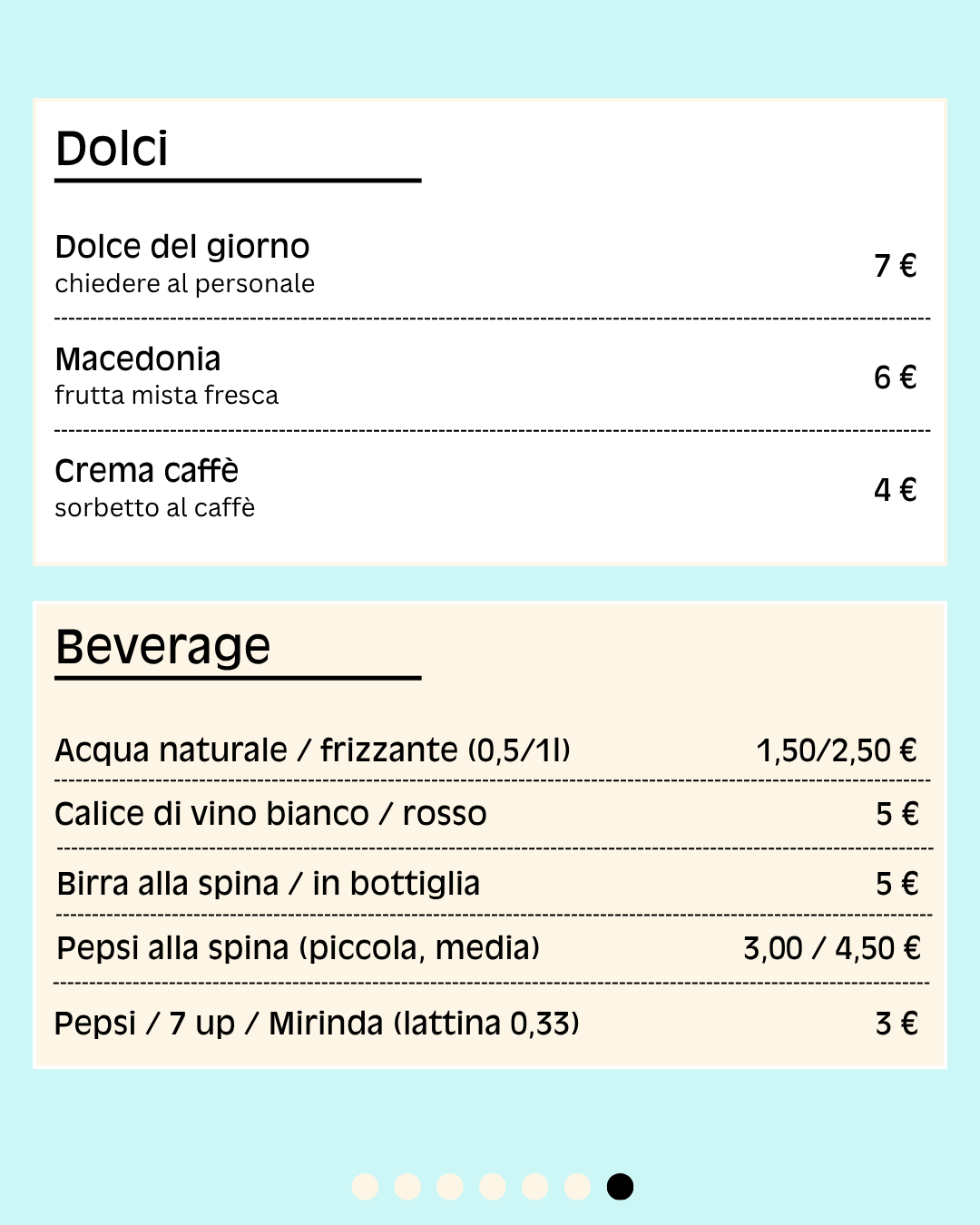Menu 2026 sito Giugno Dolci & Beverage